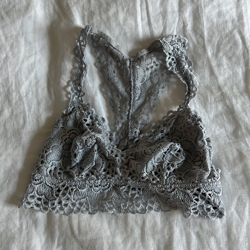 Aerie Lace Bralette - grey blue size Small
